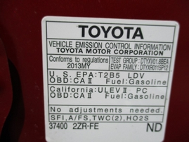 2013 TOYOTA COROLLA LE RED 1.8L AT Z16198